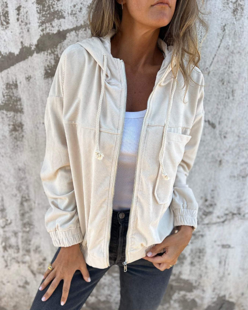 Zenna | Veste en velours côtelé blanc