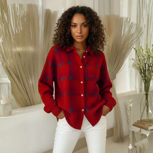 Anna™ | Cardigan et Tricot Doux à Carreaux