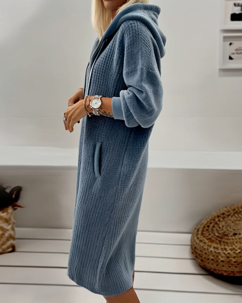 Aafke | Robe décontractée à capuche et maille nid d'abeille